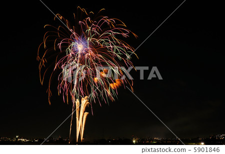 調布市煙花匯演2012年五彩繽紛的花朵軌跡 5901846