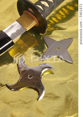 Shuriken and Japanese sword 5901872