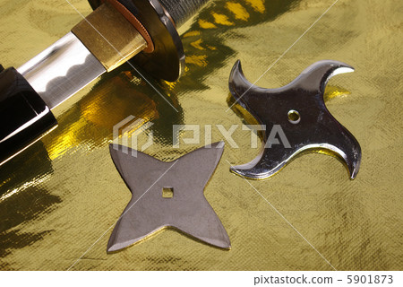 Shuriken and Japanese sword 5901873