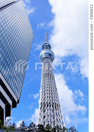 東京天空樹和藍天蔓延的東塔 東京天空樹和藍天蔓延的東塔 5906651
