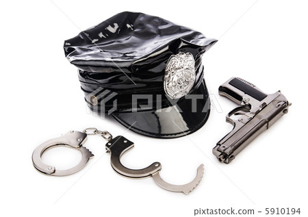 Police accessories isolated on white 5910194