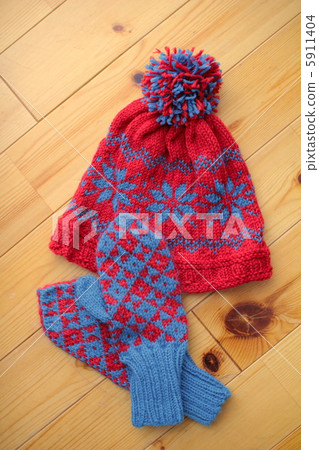 手工編織北歐圖案針織帽子和手套防寒用品 5911404