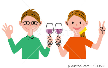 Wine and man and woman - Stock Illustration [5913539] - PIXTA