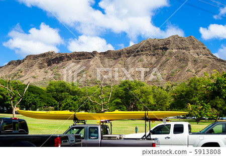 Diamond Head and Yellow Surfboard 5913808