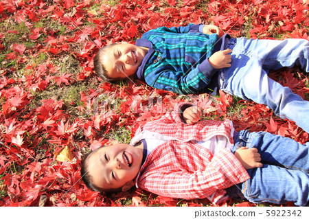 在秋葉的色的地毯 5922342