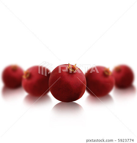 Bright red pomegranates isolated on white background with beauti 5923774