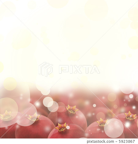 Tasty fruit for party. Red ripe pomegranate and sparkling golden 5923867