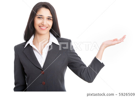 Business woman pointing at white background Business woman pointing at white background 5926509