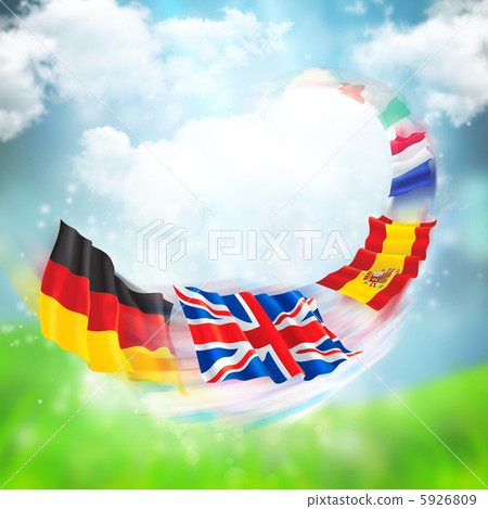 European flags flying against beautiful background. Internationa European flags flying against beautiful background. Internationa 5926809
