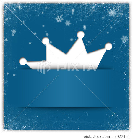 Blue winter style background with crown applique and snowflakes Blue winter style background with crown applique and snowflakes 5927161