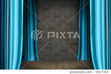 Stage curtain with light and shadow. Cyan color 5927162