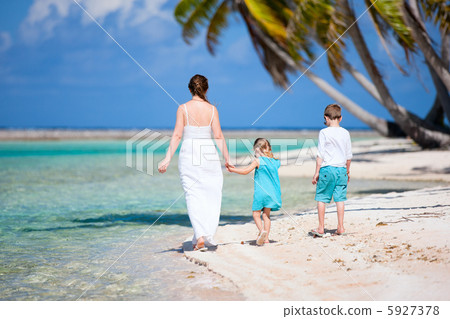 Mother and kids on a tropical island Mother and kids on a tropical island 5927378
