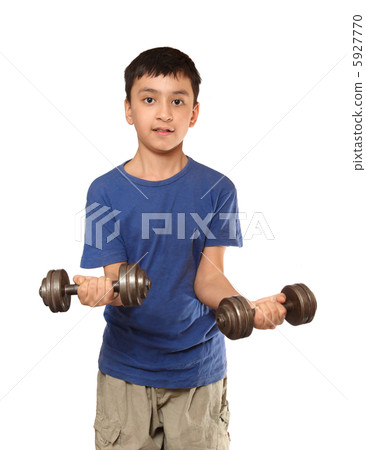 boy exercise with dumbbells boy exercise with dumbbells 5927770