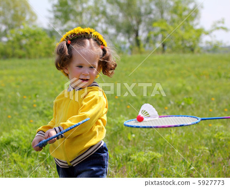 little girl playing badminton little girl playing badminton 5927773