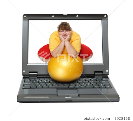 laptop with overweight woman 5928168