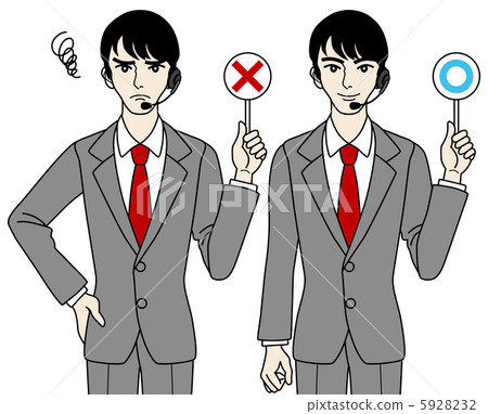 Male operator / ○ × set / upper body 5928232