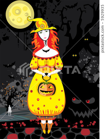 Halloween Girl Witch Cemetery Night_2 Halloween Girl Witch Cemetery Night_2 5929935
