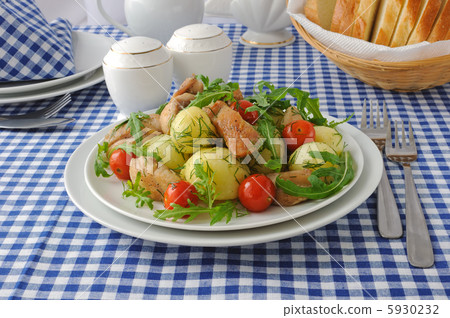 Baked potatoes with chicken and tomato Baked potatoes with chicken and tomato 5930232