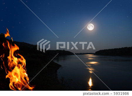 night landscape with bonfire night landscape with bonfire 5931986