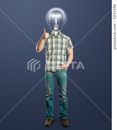 full length man with lamp shows well done full length man with lamp shows well done 5935386