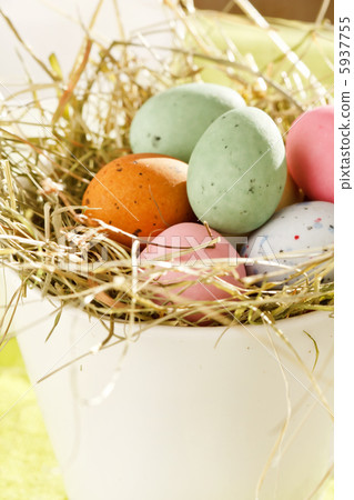 Easter chocolate eggs in the nest 5937755