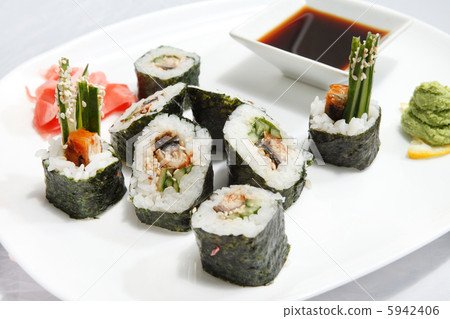 sushi with soy sauce sushi with soy sauce 5942406