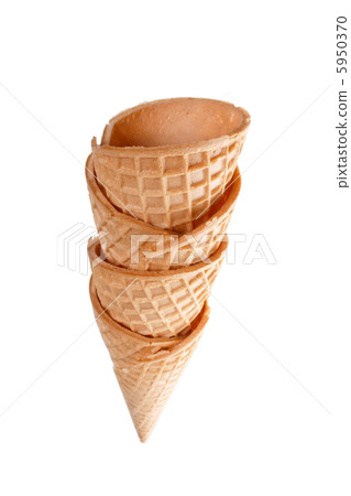 Empty sugar waffle cone isolated on the white background Empty sugar waffle cone isolated on the white background 5950370