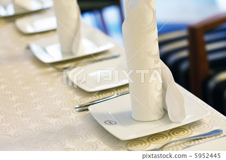 Tables set for meal Tables set for meal 5952445
