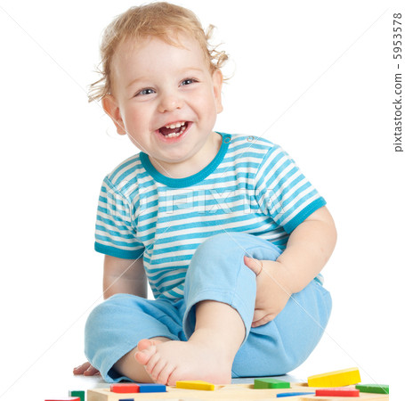happy child playing isolated on white 5953578
