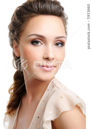 Beautiful blond woman with creative hairstyle Beautiful blond woman with creative hairstyle 5953660