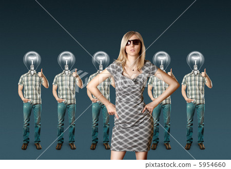 woman and lamp head businesspeople with laptop woman and lamp head businesspeople with laptop 5954660