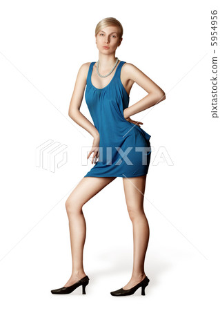 blonde in blue dress posing blonde in blue dress posing 5954956