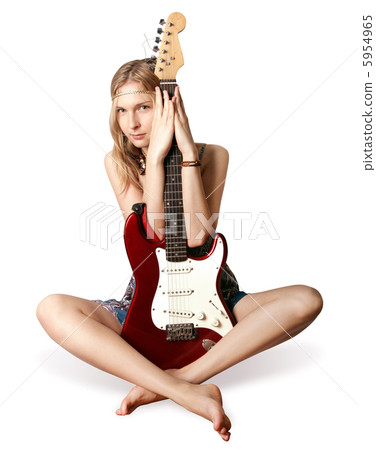 hippie girl with the guitar hippie girl with the guitar 5954965