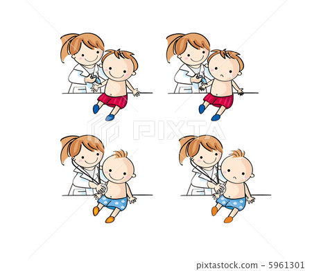 Children receive medical examination and injection at hospital (boys) 5961301