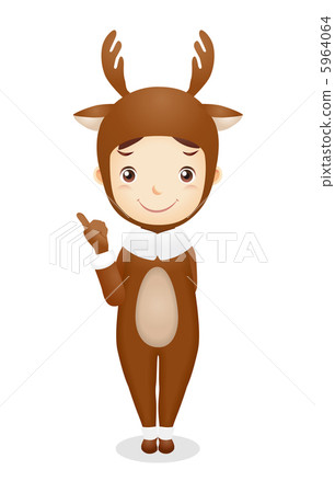 Infant illustration wearing a reindeer's costume 5964064