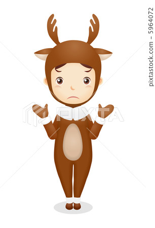 Infant illustration wearing a reindeer's costume Infant illustration wearing a reindeer's costume 5964072