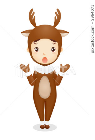 Infant illustration wearing a reindeer's costume Infant illustration wearing a reindeer's costume 5964073