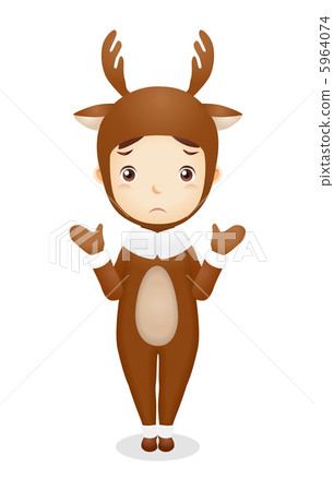 Infant illustration wearing a reindeer's costume Infant illustration wearing a reindeer's costume 5964074