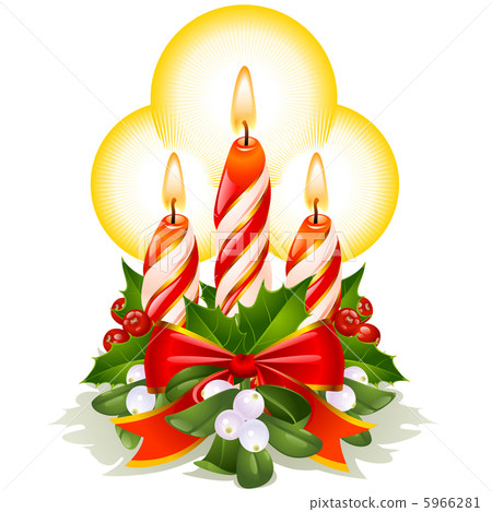Christmas candles, holly, mistletoe and ribbon 5966281