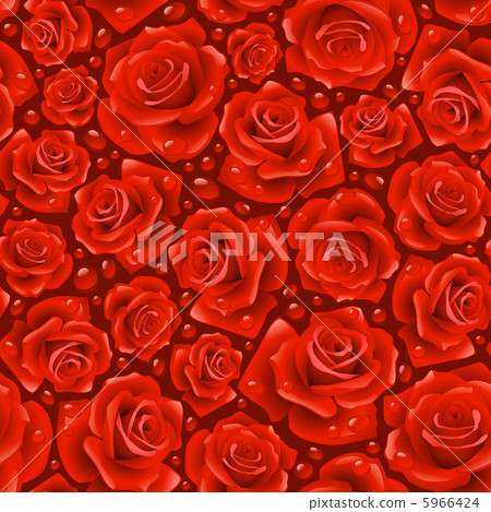 Vector red Rose seamless background - Stock Illustration [5966424] - PIXTA