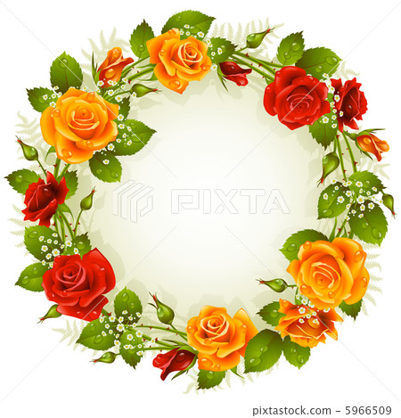 red and yellow rose frame in the shape of circle 5966509