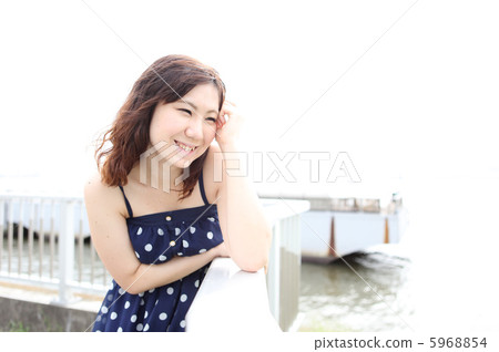 A seaside park and a young lady A seaside park and a young lady 5968854