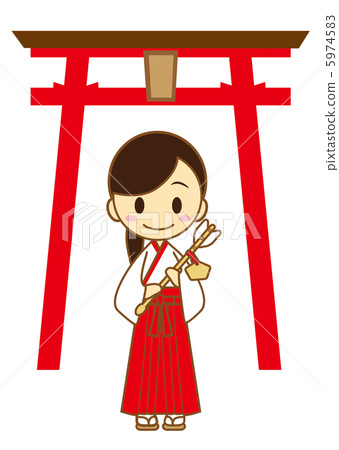 新年的訪問Torii和一位女祭司 新年的訪問Torii和一位女祭司 5974583