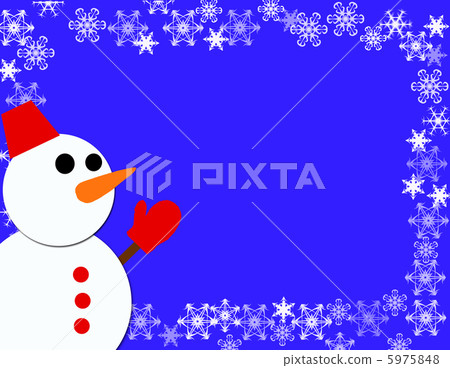 Snowman's illustration (with blue horizontal frame) Snowman's illustration (with blue horizontal frame) 5975848