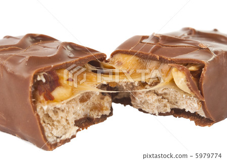 Chocolate bar with nuts isolated on white backgrou 5979774