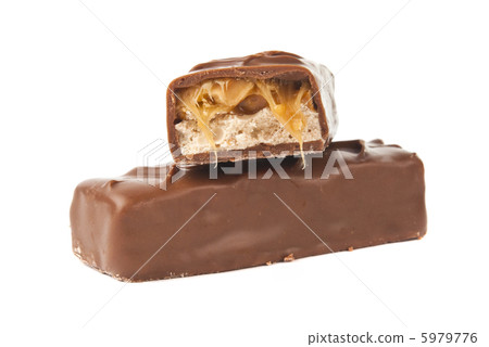Chocolate bar with nuts isolated on white backgrou 5979776