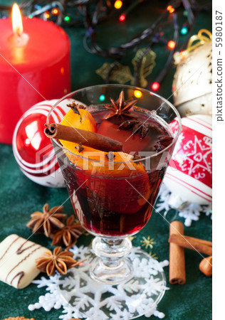 Hot wine and Christmas decorations Hot wine and Christmas decorations 5980187