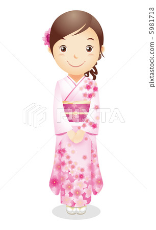 Female illustration of kimono figure 5981718