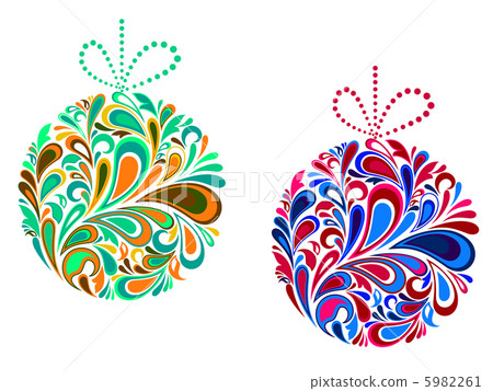 Holidays christmas balls in floral style Holidays christmas balls in floral style 5982261