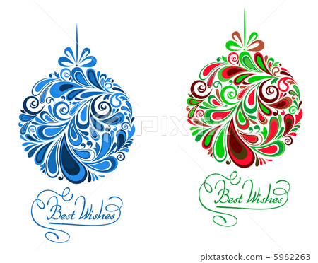 Holidays christmas balls in floral style Holidays christmas balls in floral style 5982263